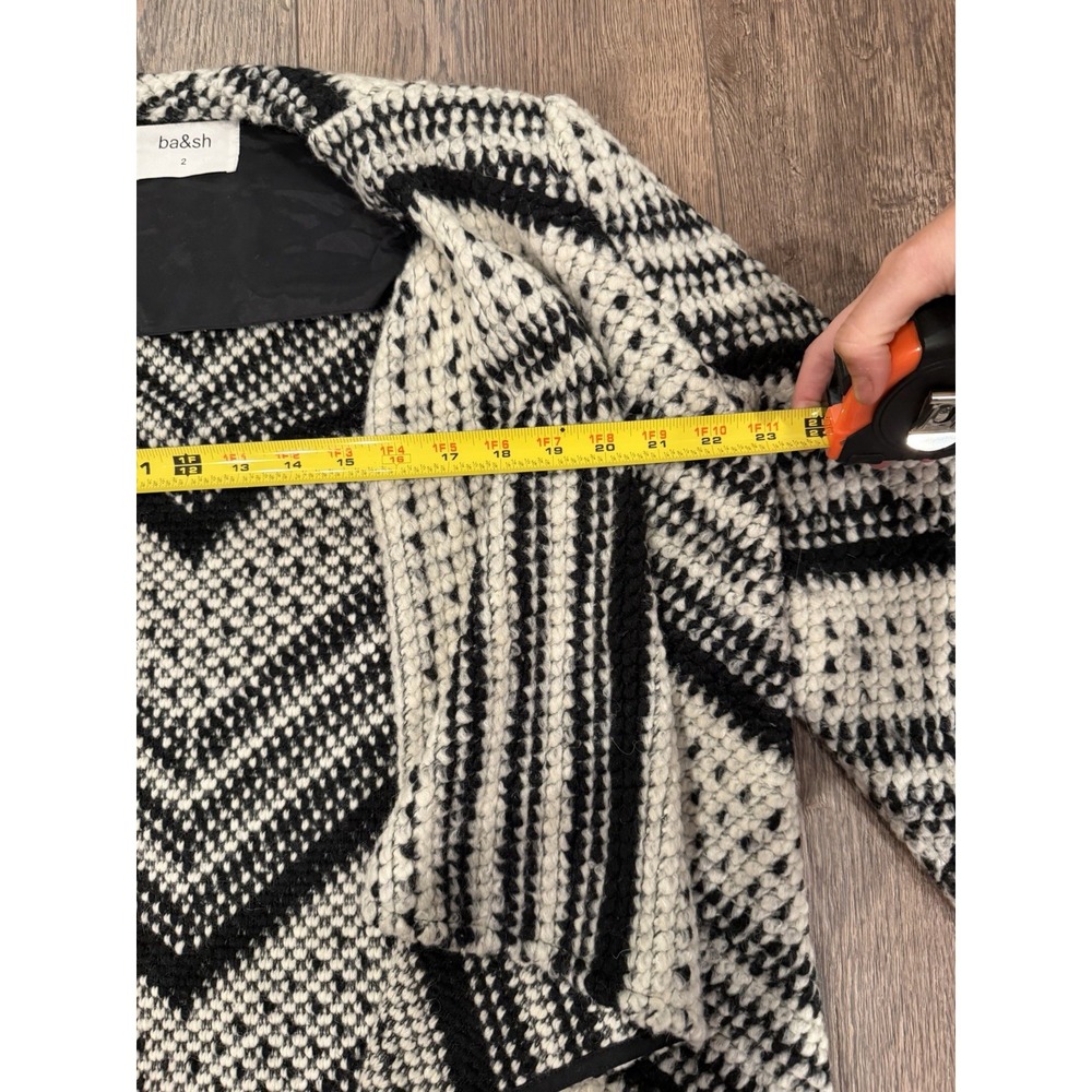 BA & SH Women's Black & White Chunky Cardigan‎ Sweater Jacket Sz US 8 Buttonless - Picture 6 of 6